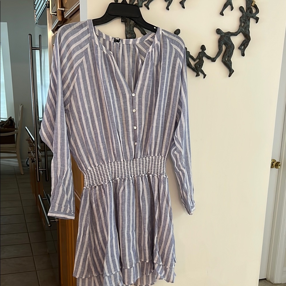 Rails Blue and White Striped Swim Coverup
